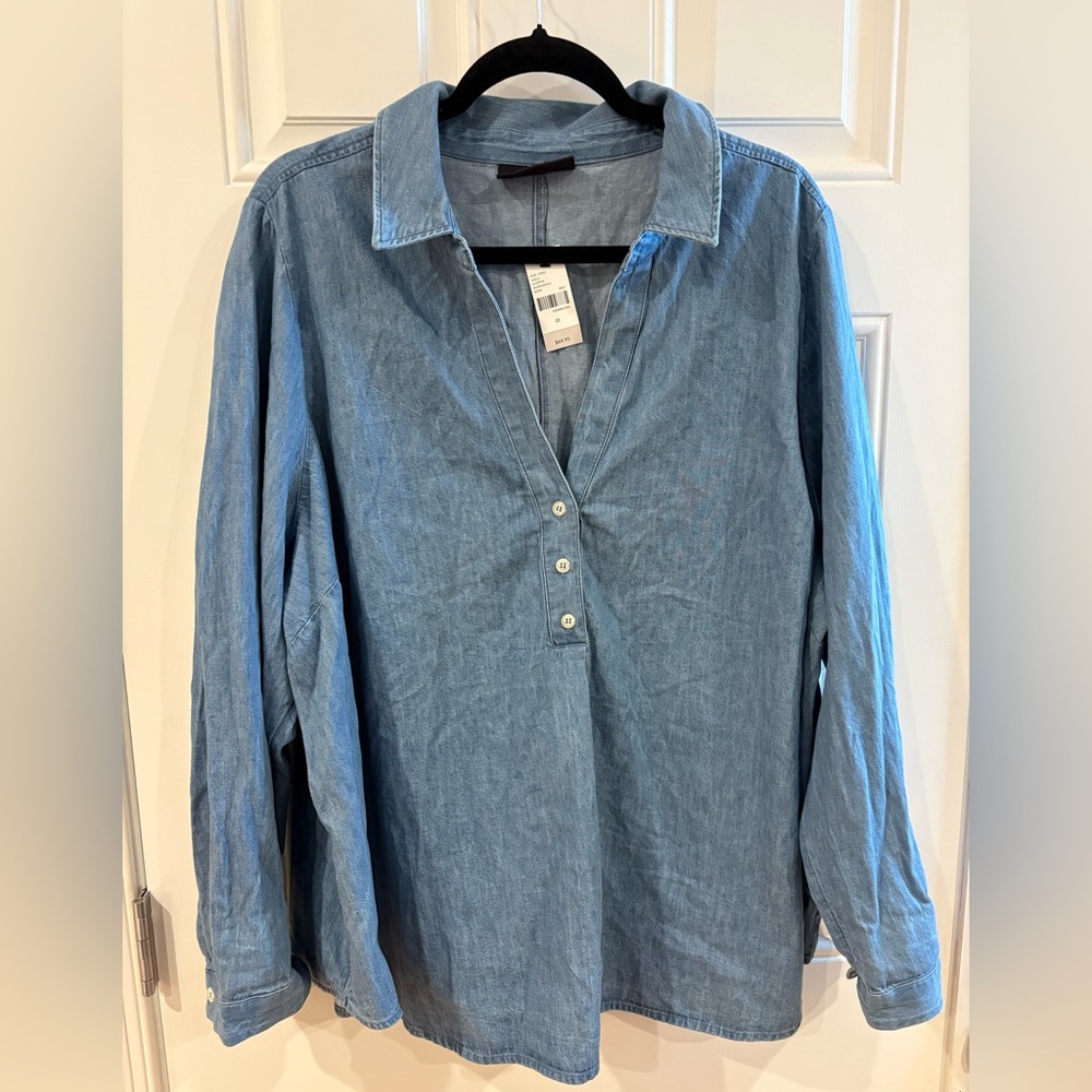 Lane Bryant Light Blue Denim Shirt size 22 nwt